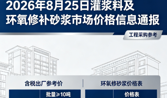 四平2026年8月25日灌浆料及环氧修补砂浆市场价格信息通报